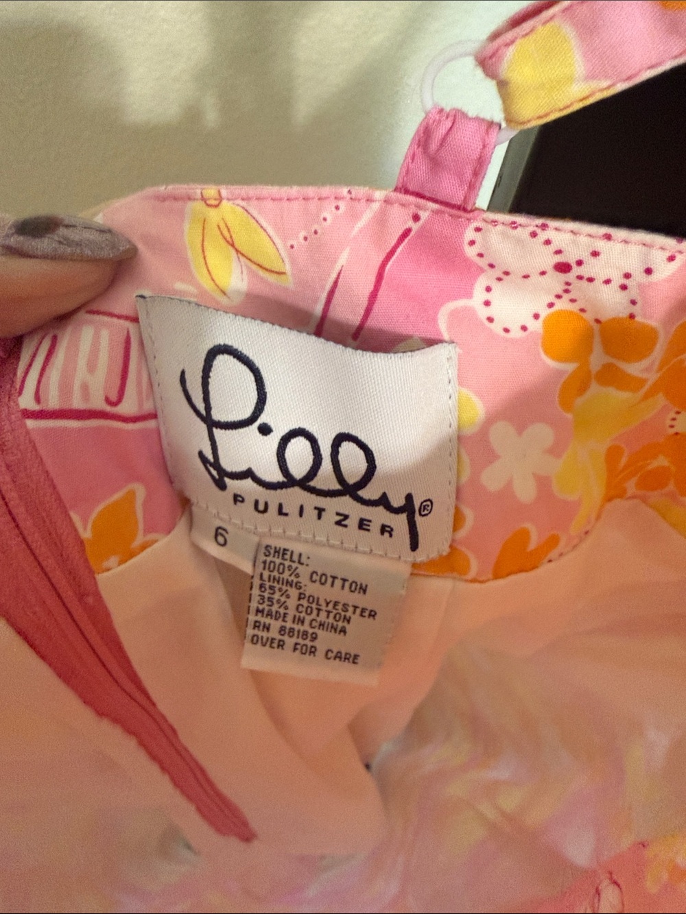 Lilly Pulitzer đ»Pink Floral Sundress with Orange & Yellow Blooms - Picture 3 of 12